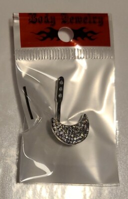 Micro CZ Paved Crescent Earring Jacket/Cartlage Stud Add On Dangle