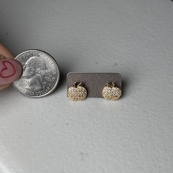 Alternate view of Cute Apple Earrings Gold Plated Hypoallergenic