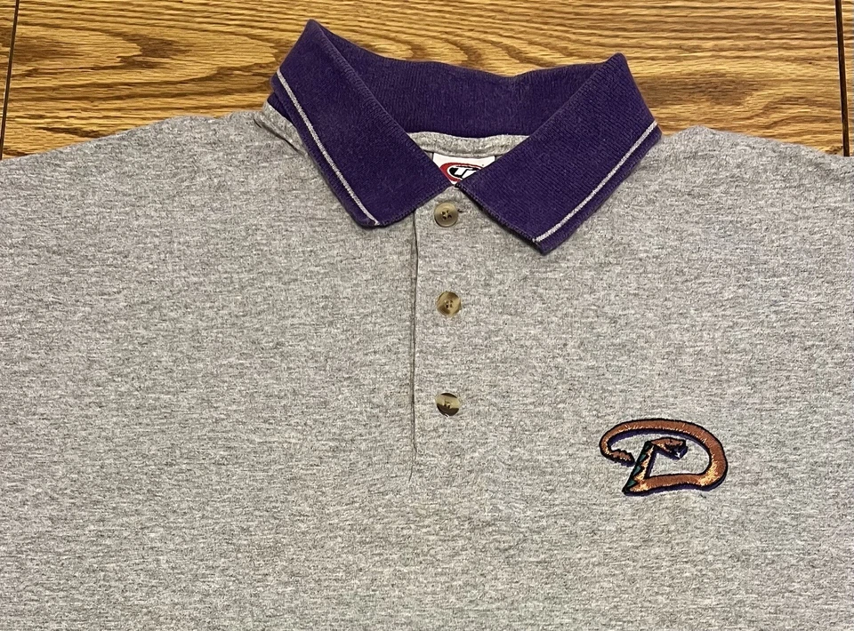 Arizona Diamondbacks Mens XL VTG Polo Shirt Gray Purple Copper Snake Tru Fan - Image 3 of 4