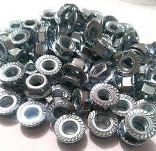 M8-1.25 / 8mm Zinc Hex Serrated Flange Nuts Metric Class 8- Made In Usa-(25pcs)