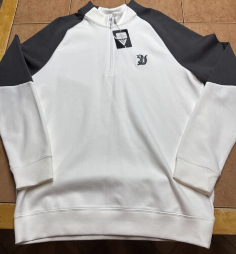 NEW LEVELWEAR Mens White Gray Sz Med 1/4 Zip Pullover Golf Logo Sweater Stretch