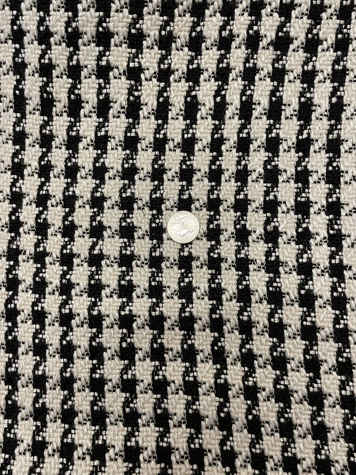Mezcla de seda y algodón pata de gallo pesada tela blanca y negra por yarda 46" de ancho Foto 4 de 4
