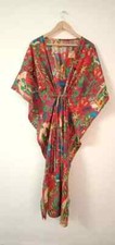 Frida Kahlo Design Caftan Indian Bohemian Nightwear Red Dress Long Kaftan Maxi