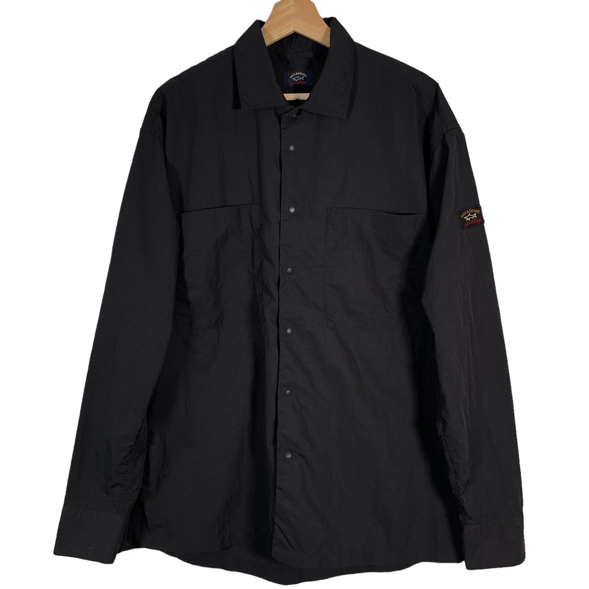 Paul and Shark Navy Econyl Nylon Metal Button Up Overshirt Large L PTP  23.5 | eBay