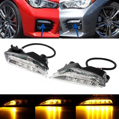 Pair Flowing Turn Signal Light Fog Lamps For Infiniti Q50 Q50S Sport 2014-2019