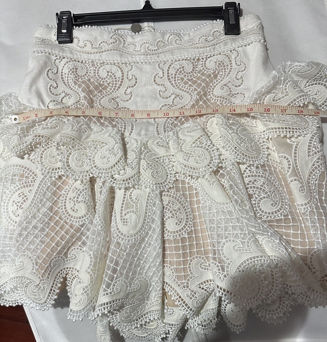 Zimmermann wave ruffled linen silk guipure lace off white