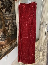 Scala 100 SILK Red Long Beaded Sequin Prom Evening Party Dress Gown Size XL