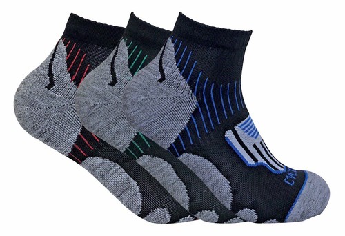 3 Paia Calze Ciclismo Uomo Estive Corte Imbottite Spugna Nere Calzini per  Bici | eBay