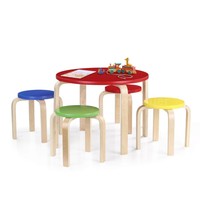Solid Wood Kids Table And 4 Chairs Set Furniture Toddler Children Table Stools on sale Solid Wood Kids Table And 4 Chairs Set Furniture Toddler Children Table Stools on sale