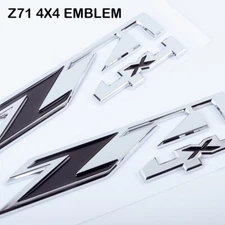 2pcs For Sierra Z71 4X4 Fender Front Door Badge Emblem Nameplate Chrome Black