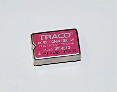 TRACO DC/DC Wandler IN: 18-72V OUT: 15V  3 W  Typ: TET 4813