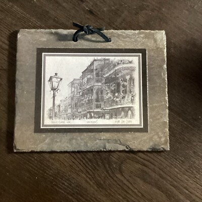 Don Davey Sketched Print of French Quarter New Orleans on Roof Slate