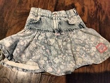 vintage little levis girls 6 peplum skirt jean denim pink floral acid wash girls