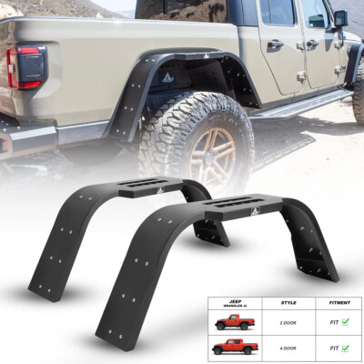 Rear Fender Flares for 2019-2026 Jeep Gladiator JT Steel Wheel Flare Flat Fender