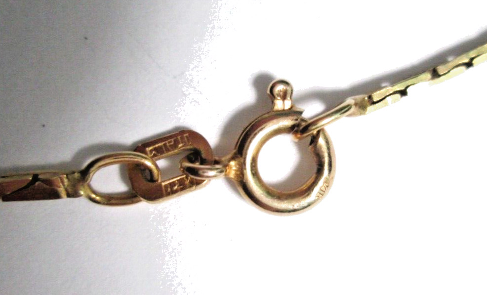 Solid Real 14K Yellow Gold Thin Herringbone Chain… - image 5
