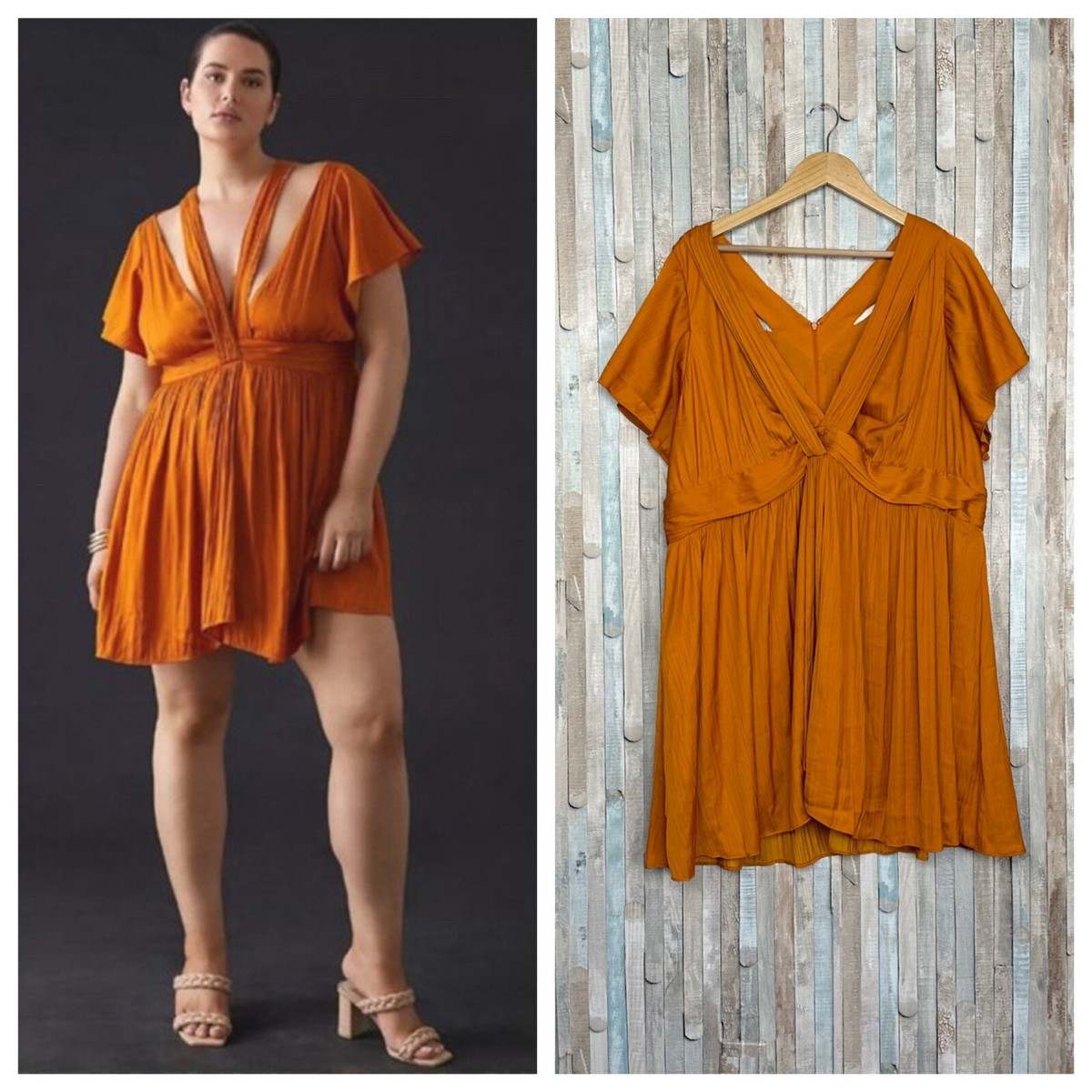 anthropologie pleated v-neck dress NEW Anthropologie Pleated Isere Ruffled V-Neck Dress by Lucy Paris Size XSP