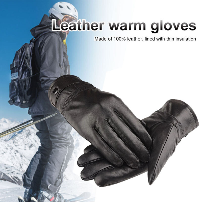 Herren Lederhandschuhe Warm Gefüttert Leder Handschuhe Winterhandschuhe Schwarz eBay