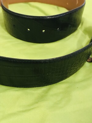 Ralph Lauren Black Croc embossed-Leather Belt - Classic Wide Waist Belt sz L Vintage Lauren Ralph Lauren Wide Black Croc-embossed Italian  main image 2