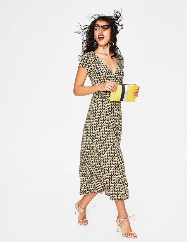 Boden Lily Jersey Dress Retro Spot 10R VGC. J0210 | eBay