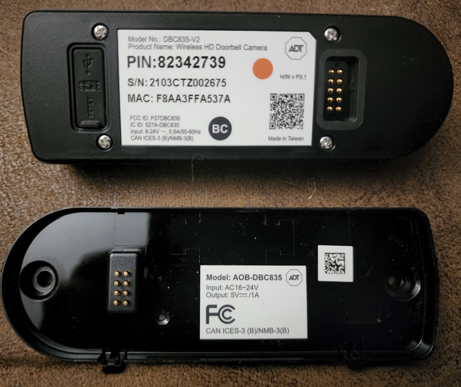 ADT Wireless Doorbell AOBDBC635 With Charging Cord eBay