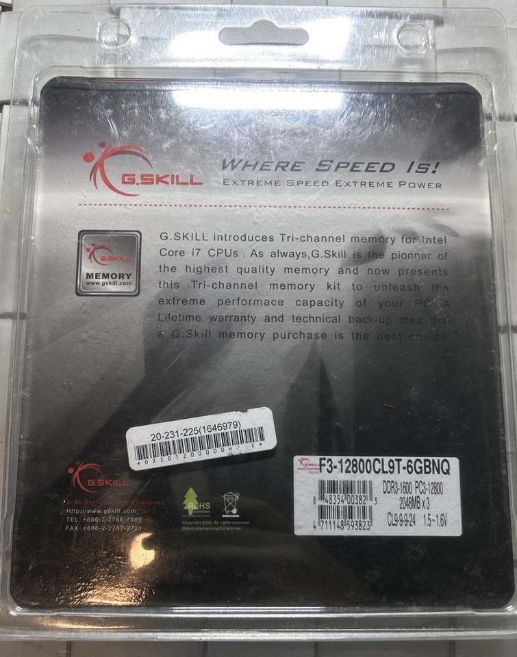 Vintage G. Skill Tri Channel Desktop Memory For Intel Core I7 2048x3 DDR3-1600 - Image 2 of 2