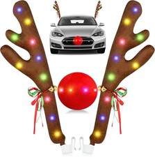 Car Reindeer Antlers  Nose Light Up with Lights, Reindeer Christmas