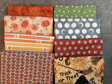 Halloween cotton fabric Fat quarters lot of 8 FQ 18" x 22"