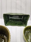 Lot Of 5 Vintage  Planters-Wavy Green Round  & Rectangle- Mid Century Boho