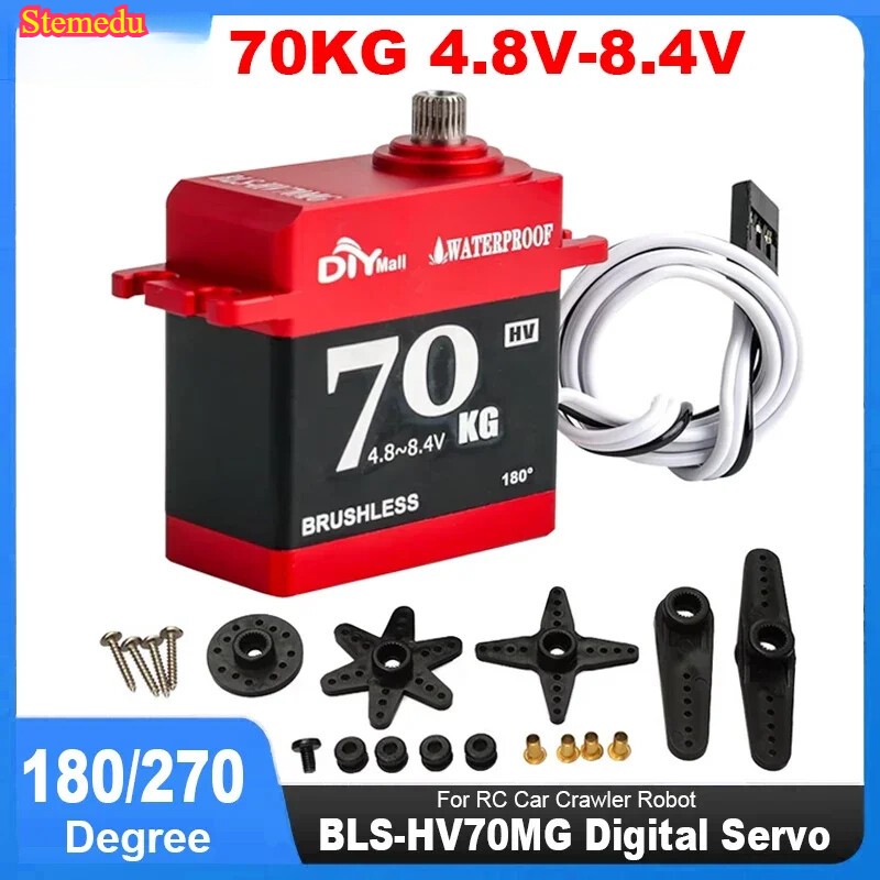 70KG High Torque 4.8-8.4V 180/270 Digital Servo Motor Waterproof for RC Car 1:8