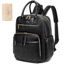 Leather Diaper Bag Backpack for Women with Multiple Pockets,Laptop Compartmen...