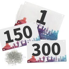 Running Bib Numbers, 7x4 Inch 1-300 Race Competitor Numbers Multicolor