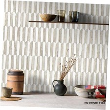 Vamos Peel and Stick Backsplash Seamless 10 Pure White Beige Slate Light Gold