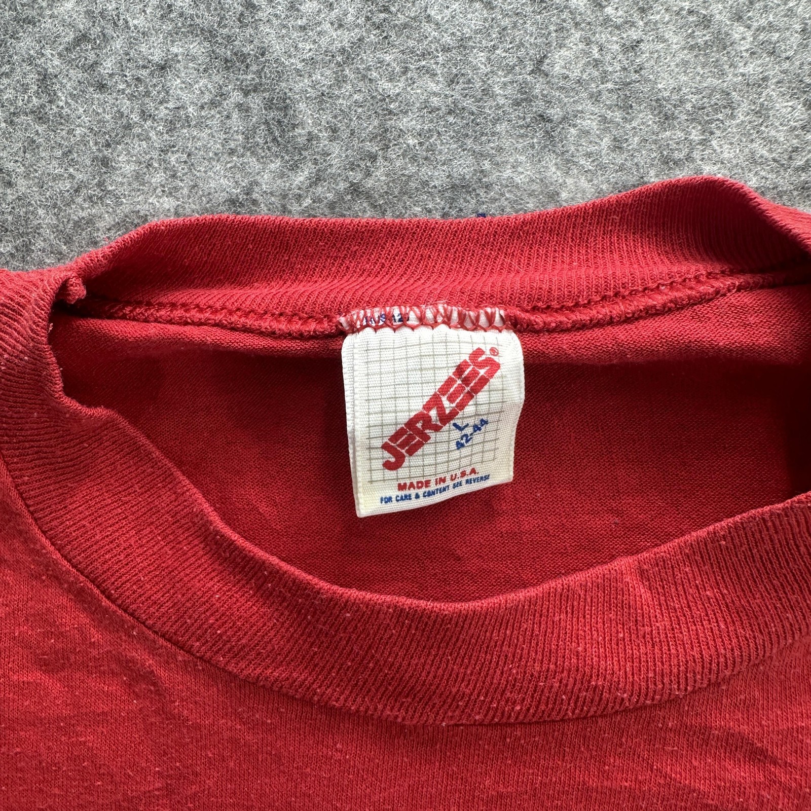 Vintage Doctor Jay Shirt Mens Large Red Blue Bird Graphic Jerzees Made USA 80s