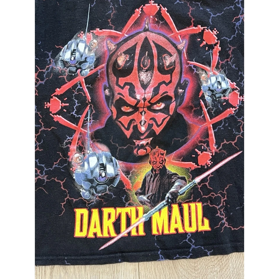 Camiseta rara Darth Maul Star Wars Lightning juvenil tamanho médio (adequada para mulheres XS) - Imagem 4 de 4