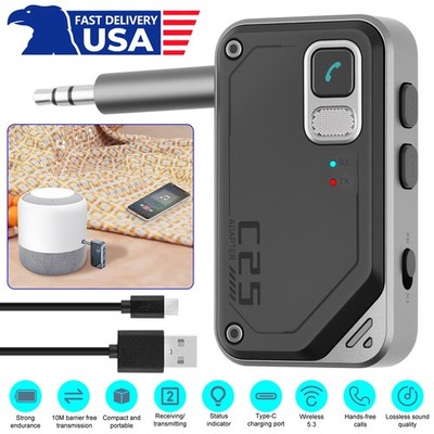 Bluetooth 5.3 Car Wireless Transmitter Receiver Adapter AUX Audio(3.5mm Jack)