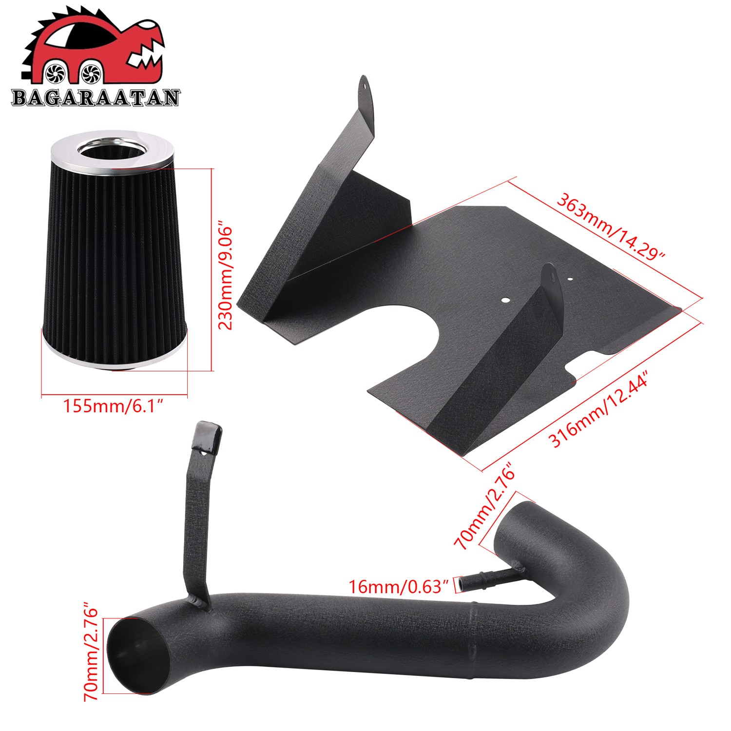 BLACK For 2005-09 Ford Mustang 4.0L V6 Cold Air Intake System Pipe Kit + Filter