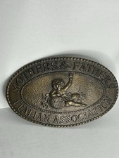 Mothers And Fathers Italian Association Belt Buckle Made Of Brass Vintage 1970s