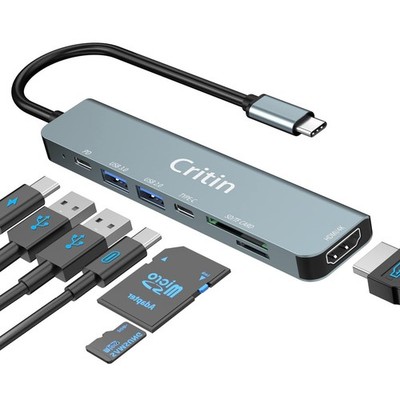 7-in-1 USB C Hub with 4K HD,100W PD Charging,USB C Adapter for MacBook...