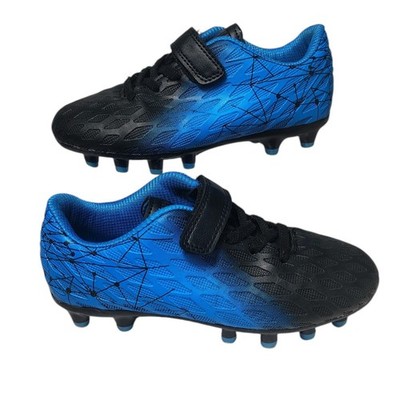 Brooman Boys Size 1 Blue Black Cleats Lace Up Round Toe Soccer Athletic Shoes