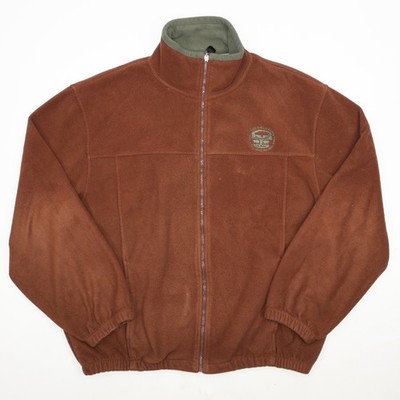 San Diego Zoo Men's Brown Full Zip Fleece Jacket Coat Size L Embroidered Logo