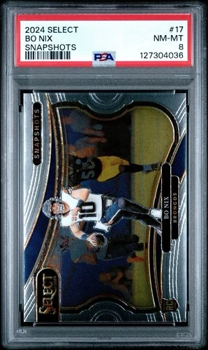 2024 Panini Select Snapshots Bo Nix RC #17 PSA 8  Denver Broncos Rookie Card