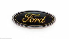 Ford 4.5" Inch (11.5x4.5cm) Emblem: Black Oval Chrome Logo for Ford Grille