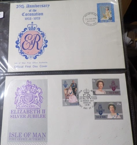 GB QEII FDC x 2. Isle of Man  Coronation and Silver Jubilee (500)