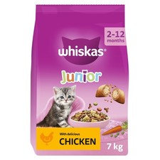 Whiskas Junior Chicken 7 kg Bag, Kitten Cat Dry Food 7 (Pack of 1), brown 3.46 per kilo