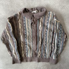 St. Croix Collared Jumper Kids Medium Vintage 3D Chunky Striped Sweater, Brown