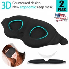 2x 3D Contour Cup Eye Mask Sleep with Adjustable Ultralight Travel Eye Mask USA