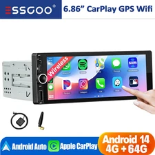 Single 1Din 6.86" Car Stereo Radio Apple CarPlay BT FM GPS USB Android 14 4+64GB