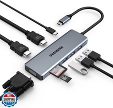 USB C Hub Dual HDMI Adapter, OBERSTER 9-in-1 Triple Display Docki