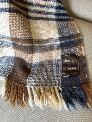 Vintage 1973 MISSONI Wool Blanket by T&J Vestor - Made in Italy - Picture 5 of 12