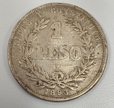 1893 1 PESO URUGUAY SILVER COIN! FINE/VF DETAILS!